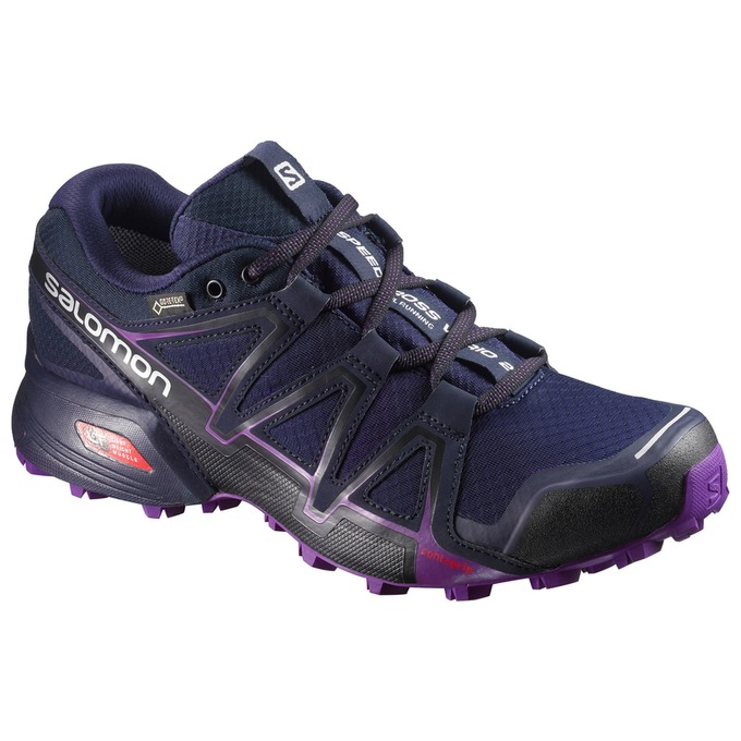 Chaussures De Trail Running Salomon Femme Bleu Marine - Salomon SPEEDCROSS VARIO 2 GTX® W - France (